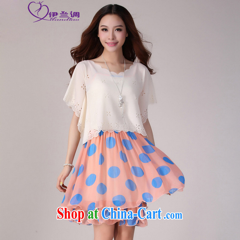 The LAN-XL thick girls with 2015 new summer mm thick is really two-piece snow woven elegant stamp dot short-sleeved dresses style Mrs dresses pink XL 100 - 115 jack, the blue, and, on-line shopping