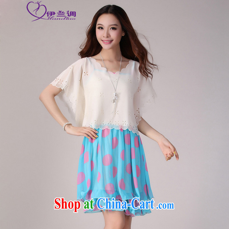 The LAN-XL thick girls with 2015 new summer mm thick is really two-piece snow woven elegant stamp dot short-sleeved dresses style Mrs dresses pink XL 100 - 115 jack, the blue, and, on-line shopping