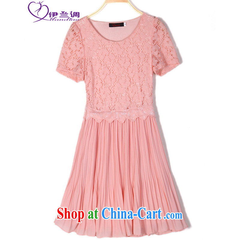 The LAN-XL girls with fat people dress lace snow woven summer 2015 New Beauty mm thick Korean version and indeed the waist dresses 2057 orange 3 XL 130 - 145 jack, the blue, and, on-line shopping