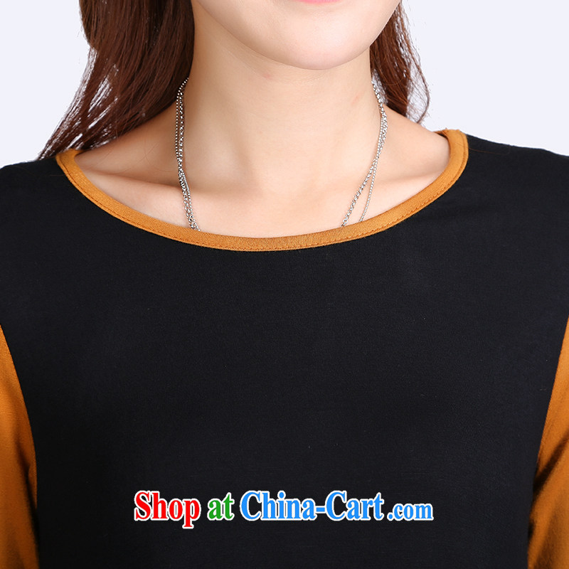Laurie flower, the Code women 2014 new autumn and the Korean spelling simple round-collar graphics thin-waist T pension 6628 black 4XL, Shani Flower (Sogni D'oro), online shopping