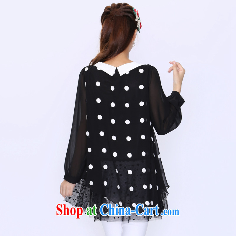 Laurie flower, the Code women mm thick autumn new 2014, leave two snow woven dot pattern shirt 8739 black 4XL, Shani Flower (Sogni D'oro), online shopping