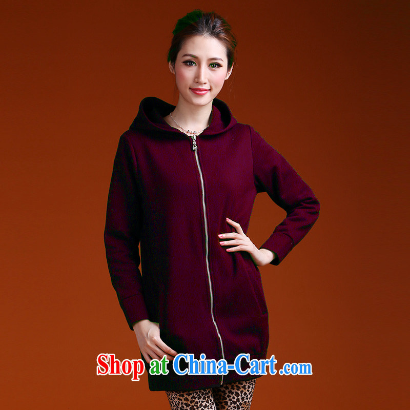 Laurie flower, the Code women 2014 autumn and winter with thick sport zipper cap sweater girl jacket long, 9952 wine red 4 XL, Shani Flower (Sogni D'oro), online shopping