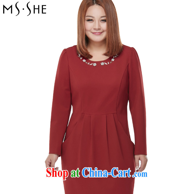 MsShe XL female 2014 autumn and winter, new beauty, long stretch the lint-free cloth dresses 8019 maroon 3XL, Susan Carroll, Ms Elsie Leung Chow (MSSHE), shopping on the Internet