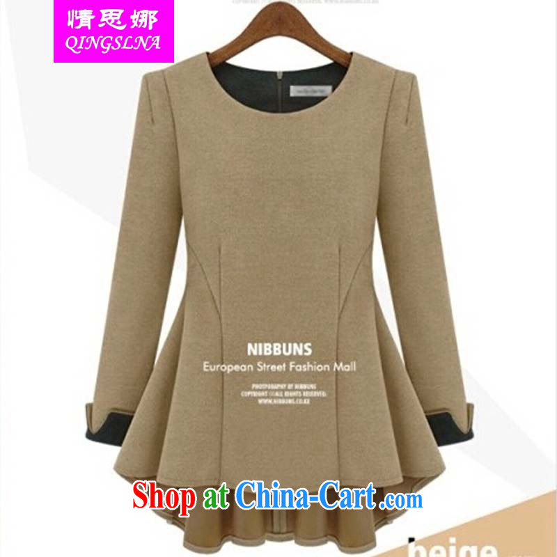 Colorful nickname Julia 2015 new, larger female autumn and the long-sleeved top, T-shirt thick mm loose video thin increase the fat solid T-shirt wine red XXXXXL, colorful nicknames, and shopping on the Internet