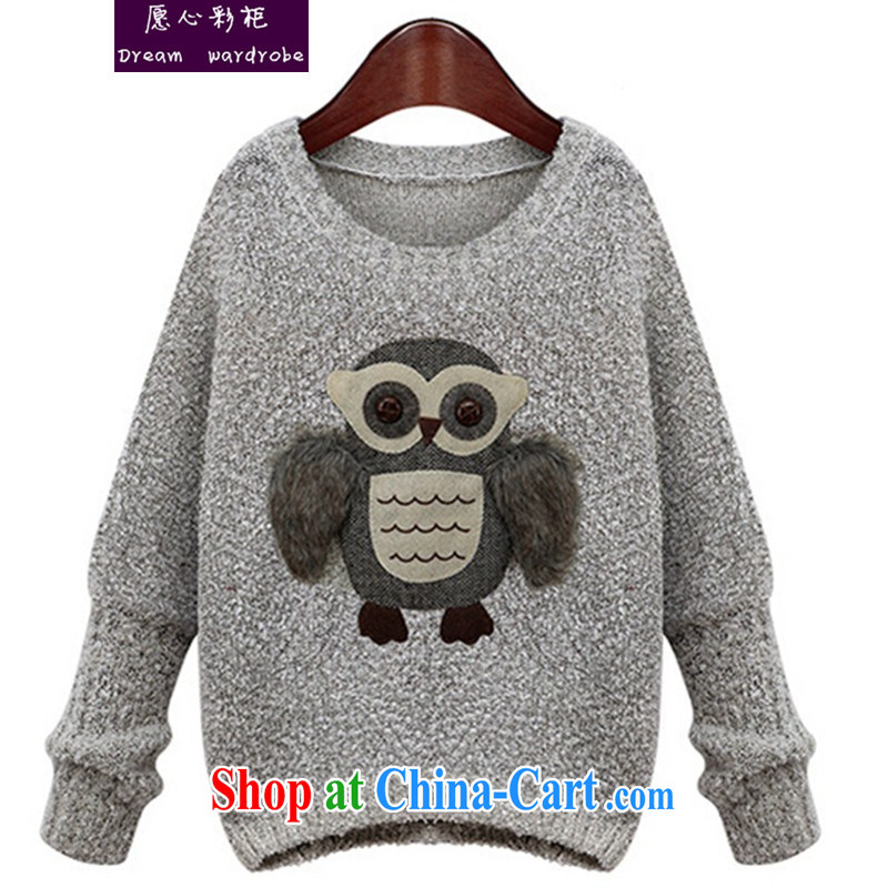 would like to heart Color cabinet 2014 autumn and winter is new, the United States and Europe, pregnant women with loose thick MM the fat fashion owl pregnant women sweater ll gray, code, and are willing to heart color cabinet, the Code women, shopping on the Internet