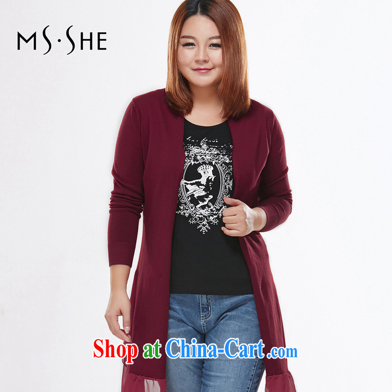 MSSHE XL girls 2014 new Autumn with stylish lounge Korean sweater cardigan jacket long, 7427 red 3 XL, Susan Carroll, Ms Elsie Leung Chow (MSSHE), online shopping