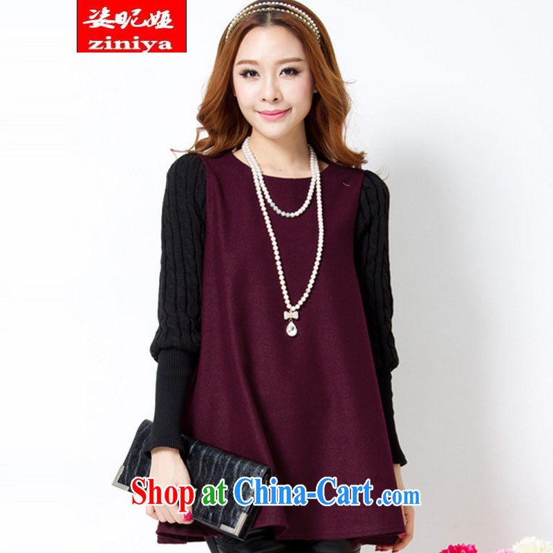 Colorful nickname Julia 2014 new autumn and winter, the female XL won the shirt loose video thin long-sleeved thick sweater solid shirt dark red XXXXXL, colorful nicknames, and shopping on the Internet
