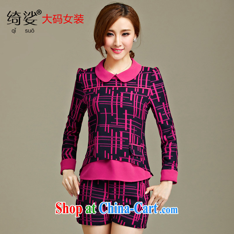 cheer for the code women with thick MM fall and winter new fat people dress graphics thin irregular streaks long-sleeved large T pension department of the 2239 red 2 XL