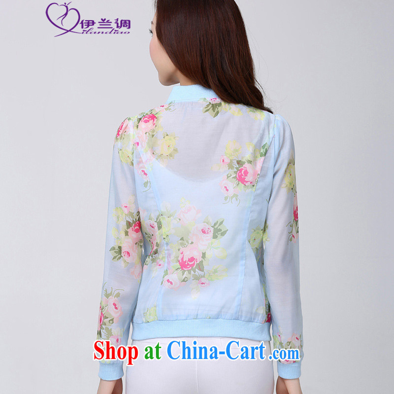 Constitution, and, indeed, blouses mm thick transparent Korean version 2015 spring new long-sleeved cultivating T shirts stamp snow woven shirts 2162 blue flower XL 125 - 140 jack, constitution, and shopping on the Internet