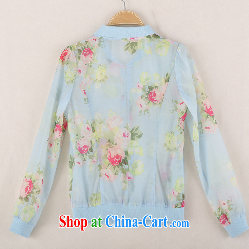 Constitution, and, indeed, blouses mm thick transparent Korean version 2015 spring new long-sleeved cultivating T shirts stamp snow woven shirts 2162 blue flower XL 125 - 140 jack, constitution, and shopping on the Internet