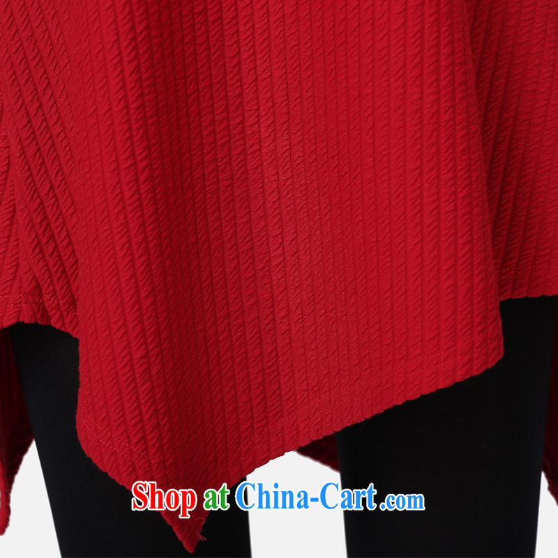 Cloud-XL women autumn 2014 the new Korean version solid shirt thick MM relaxed, long, long-sleeved shirt T female wine red 3XL, cloud, and shopping on the Internet