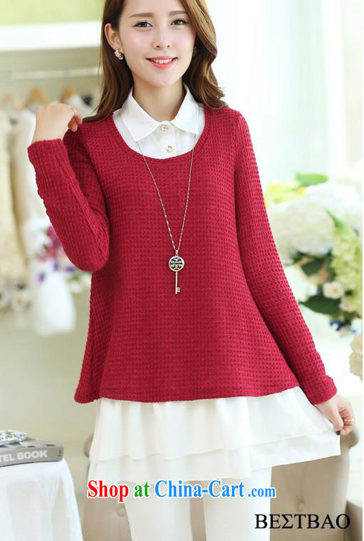 Dora, honey child 2015 spring new Korean loose the code cultivating biological empty long-sleeved sweater stitching knitted shirts female Two-piece 30801808 yellow XXXL pictures, price, brand platters! Elections are good character, the national distribution, so why buy now enjoy more preferential! Health