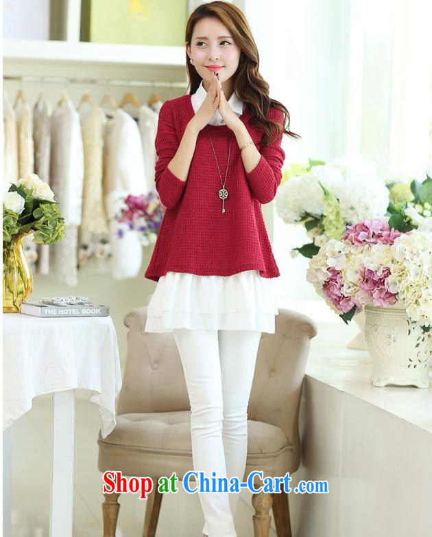 Dora, honey child 2015 spring new Korean loose the code cultivating biological empty long-sleeved sweater stitching knitted shirts female Two-piece 30801808 yellow XXXL pictures, price, brand platters! Elections are good character, the national distribution, so why buy now enjoy more preferential! Health