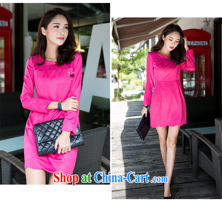 The honey and diverse thick mm maximum code female autumn and winter new Korean OL graphics thin Openwork lace long-sleeved dresses women of 9031 red XXXXL pictures, price, brand platters! Elections are good character, the national distribution, so why buy now enjoy more preferential! Health