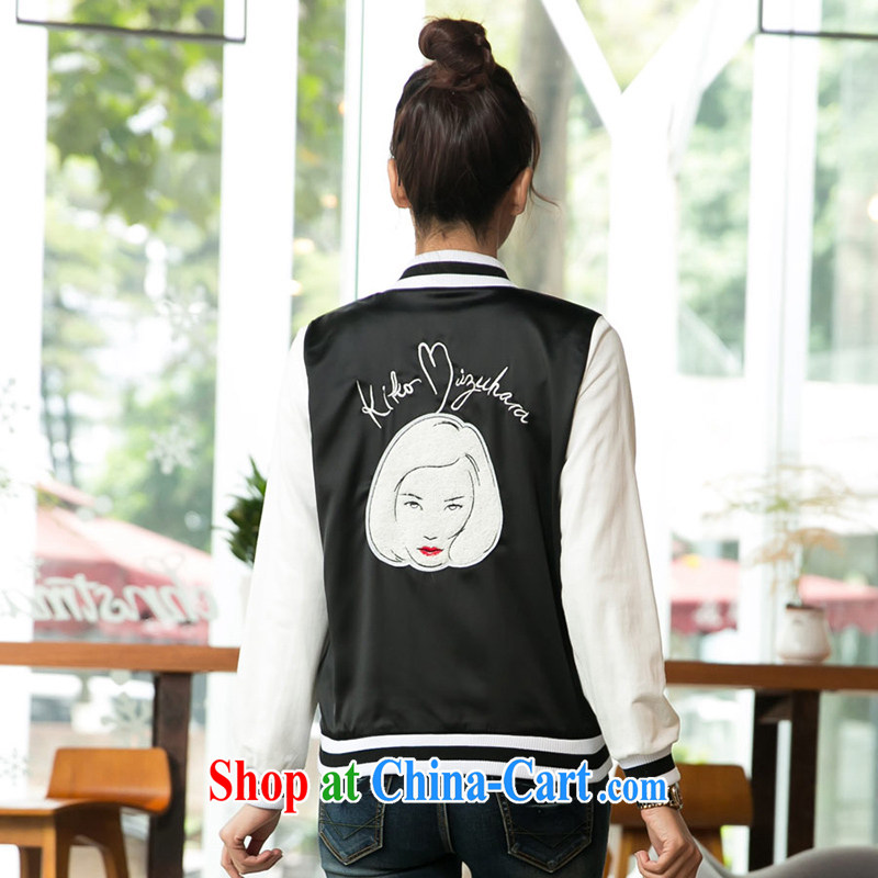 The honey and diverse thick mm maximum code female street 2014 new autumn and replace the code jacket short cardigan jacket baseball serving women 8923 black XL, honey, and that, on-line shopping