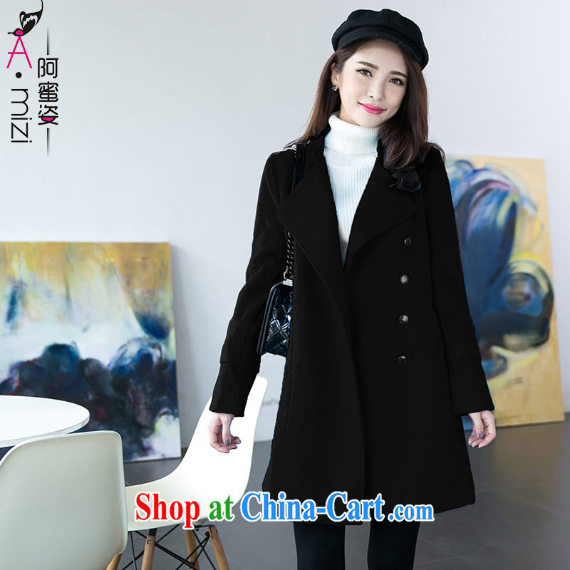 The honey beauty larger women mm thick 2683 autumn and winter new high-quality thick wool that the coat jacket women 2683 black L, honey, and, shopping on the Internet