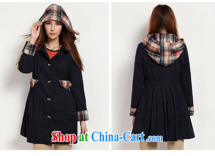 The honey and diverse large, female winter clothing thick mm Korean long-sleeved plaid stitching thick long wind jacket women 2679 blue L pictures, price, brand platters! Elections are good character, the national distribution, so why buy now enjoy more preferential! Health