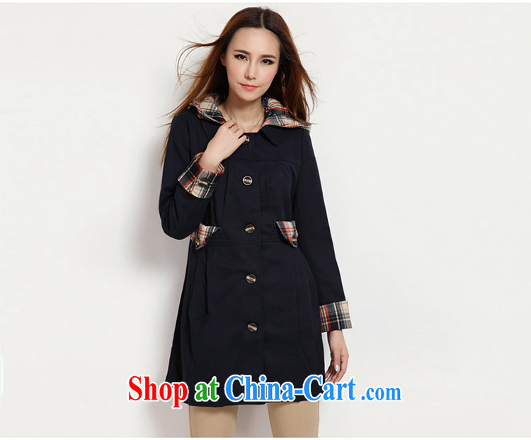 The honey and diverse large, female winter clothing thick mm Korean long-sleeved plaid stitching thick long wind jacket women 2679 blue L pictures, price, brand platters! Elections are good character, the national distribution, so why buy now enjoy more preferential! Health