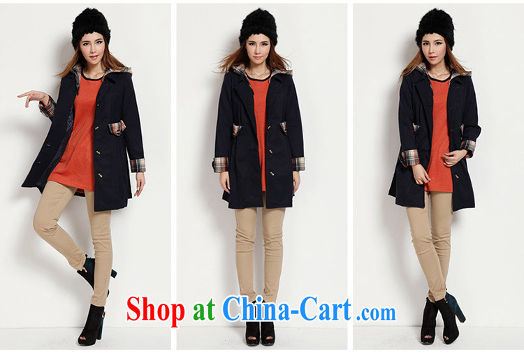 The honey and diverse large, female winter clothing thick mm Korean long-sleeved plaid stitching thick long wind jacket women 2679 blue L pictures, price, brand platters! Elections are good character, the national distribution, so why buy now enjoy more preferential! Health