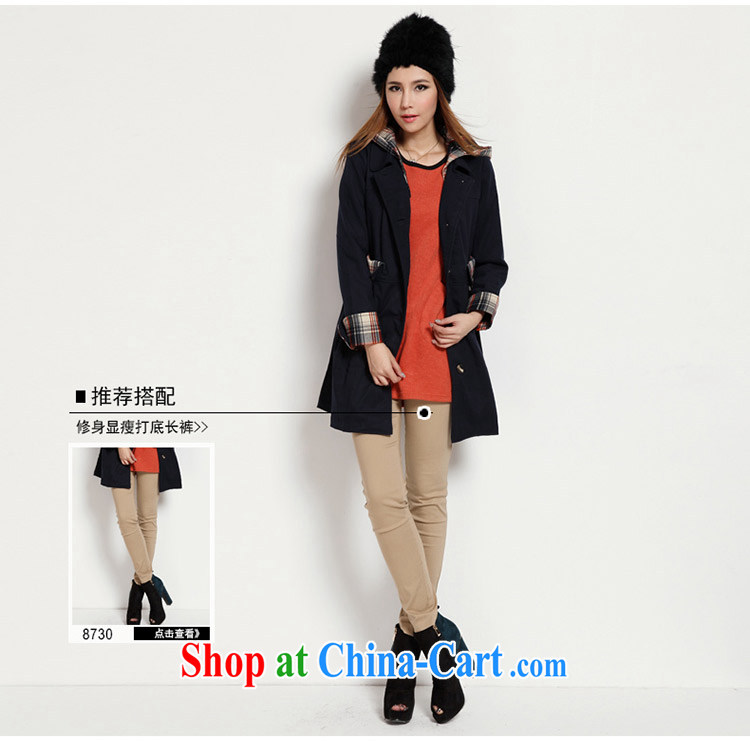 The honey and diverse large, female winter clothing thick mm Korean long-sleeved plaid stitching thick long wind jacket women 2679 blue L pictures, price, brand platters! Elections are good character, the national distribution, so why buy now enjoy more preferential! Health