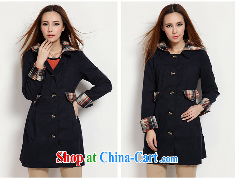 The honey and diverse large, female winter clothing thick mm Korean long-sleeved plaid stitching thick long wind jacket women 2679 blue L pictures, price, brand platters! Elections are good character, the national distribution, so why buy now enjoy more preferential! Health