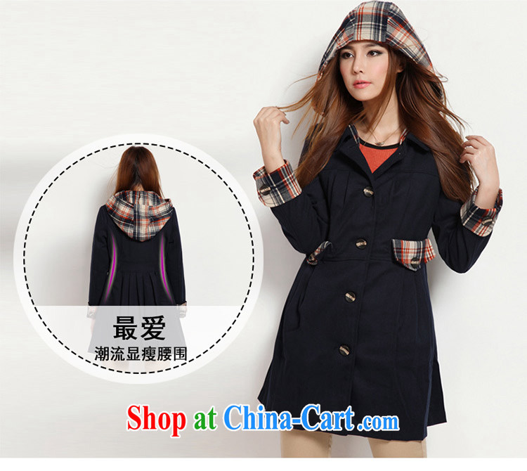 The honey and diverse large, female winter clothing thick mm Korean long-sleeved plaid stitching thick long wind jacket women 2679 blue L pictures, price, brand platters! Elections are good character, the national distribution, so why buy now enjoy more preferential! Health