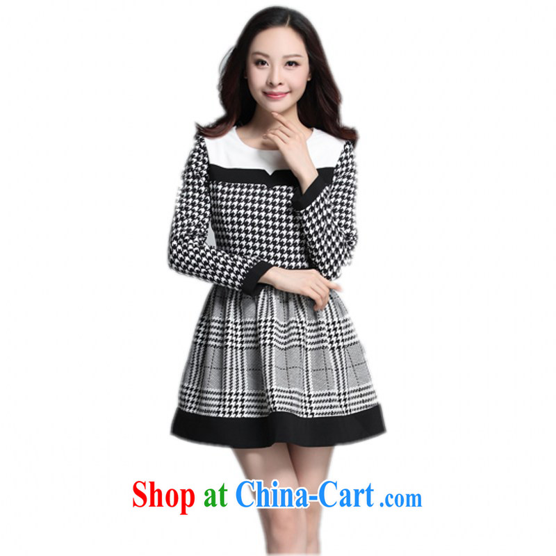 Land is still the Yi XL girls dresses fall 2014 with Korean style 1000 birds, stamp duty stitching OL cultivating short skirts the waist graphics thin dresses m thick black 4 XL approximately 170 - 180 jack, land is still the garment, and shopping on the Internet