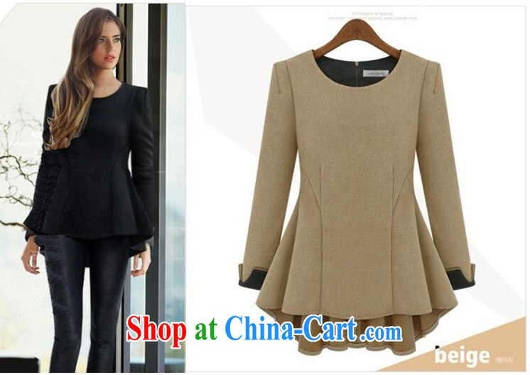 Women mirror 2015 the United States and Europe, female long-sleeved round-neck collar 100 100 civil servants to increase the fat T-shirt jacket #L 9816 apricot XXXL pictures, price, brand platters! Elections are good character, the national distribution, so why buy now enjoy more preferential! Health