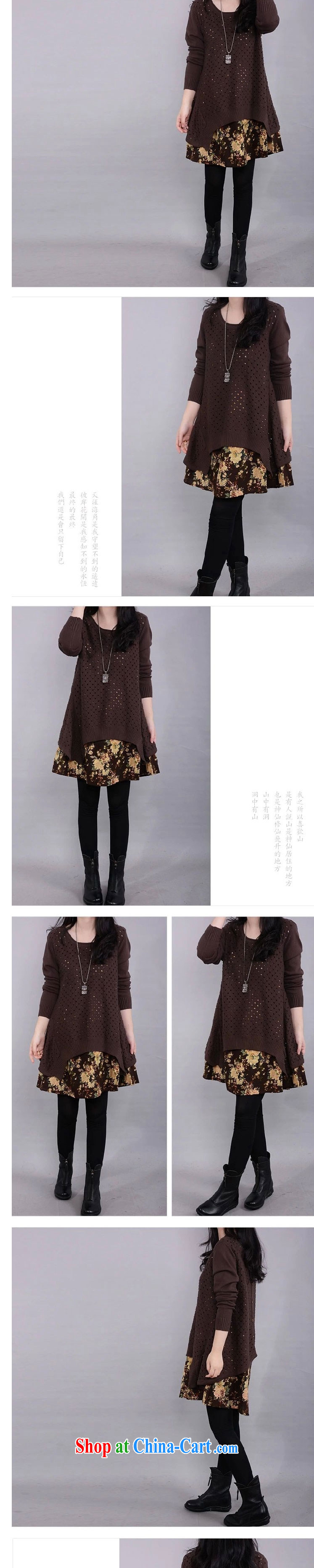 Lin chestnut dress 2014 fall, winter new thick MM larger sweater cotton Ma two-piece knitted sweater dress blue XL pictures, price, brand platters! Elections are good character, the national distribution, so why buy now enjoy more preferential! Health