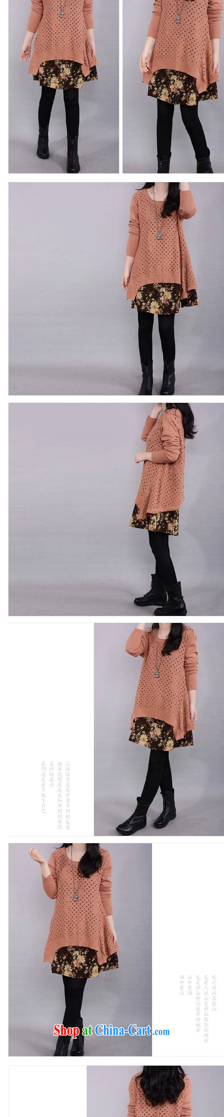 Lin chestnut dress 2014 fall, winter new thick MM larger sweater cotton Ma two-piece knitted sweater dress blue XL pictures, price, brand platters! Elections are good character, the national distribution, so why buy now enjoy more preferential! Health