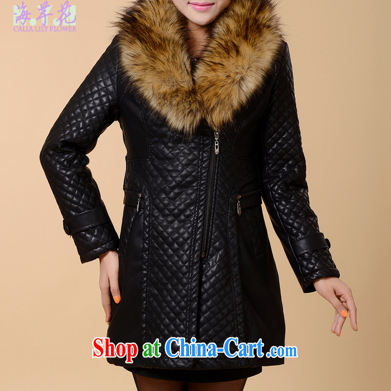 The line to take the fine pressure large quilted coat, thick warm larger jacket Korean version the Code women 4693 - 6 black 4 XL