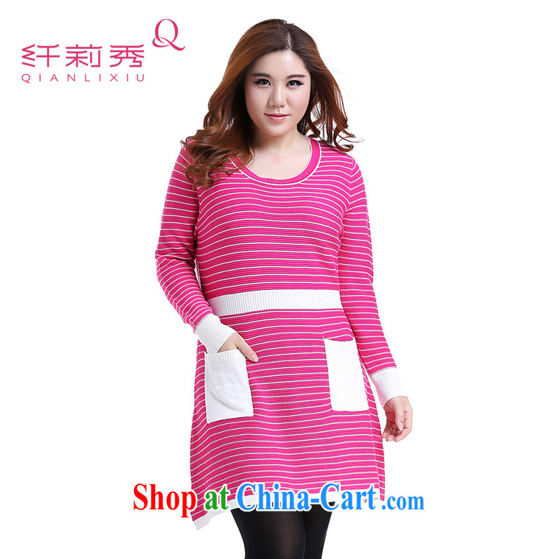Slim LI Sau 2014 autumn and winter, the larger female round-collar, plain and cultivating woolen dresses Q 5826 by red 3 XL