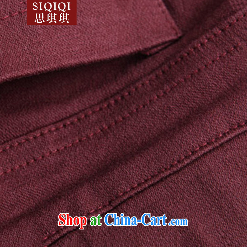 The Qi Qi (SIQIQI) Spring 2015 new Europe mm thick larger female decoration, and indeed increase pencil trousers XXK 1011 wine red XXXXXL, Qi Qi (SIQIQI), online shopping