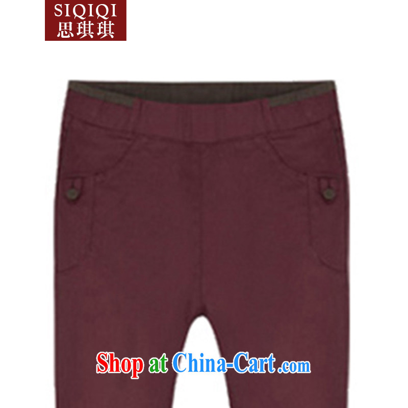 The Qi Qi (SIQIQI) Spring 2015 new Europe mm thick larger female decoration, and indeed increase pencil trousers XXK 1011 wine red XXXXXL, Qi Qi (SIQIQI), online shopping