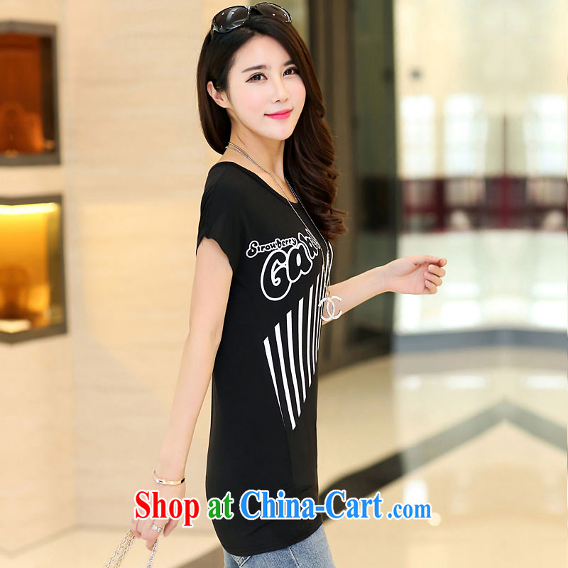 Morning would be 2015 spring new Korea and indeed increase, female fat sister leisure 100 ground graphics thin round-collar short-sleeve stamp Mok, T shirt T-shirt black 4XL, morning, and shopping on the Internet