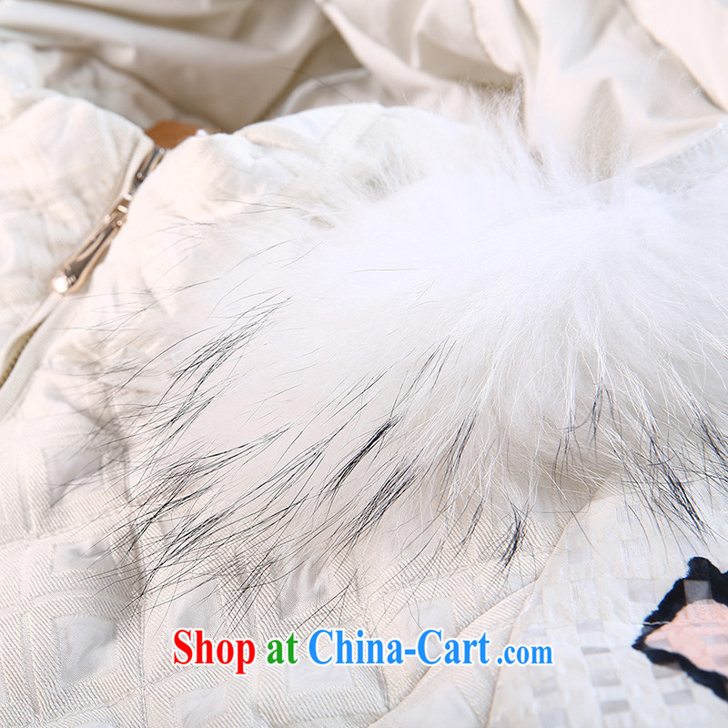 Slim Li-su autumn 2014 new stylish sweet graphics thin duvet jacket, removable cap head gift belts), Q 6000 m White XXL, slim Li-su, and Internet shopping