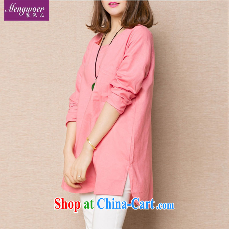 Support payments, child care in spring 2015 the Korean version of the new shirts, thick MM cotton Ma A field version loose T shirt graphics thin T-shirt shirt pink XXXL, Kosovo (mengwoer), online shopping