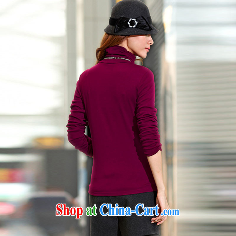 Jung-eun winter clothes new, larger female high collar solid shirt girls XL knit-warm 100 solid ground shirt Y 1137 wine red 5 XL, Jung-eun, and shopping on the Internet