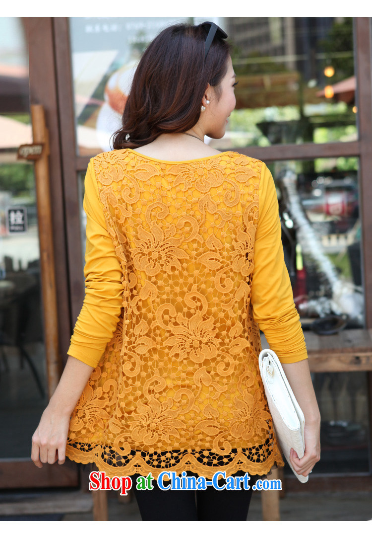 The Taj Mahal, 2015 Flower Spring lace solid shirt girls long-sleeved larger female thick MM large T shirt T-shirt WM 8878 Kang yellow 4 XL pictures, price, brand platters! Elections are good character, the national distribution, so why buy now enjoy more preferential! Health