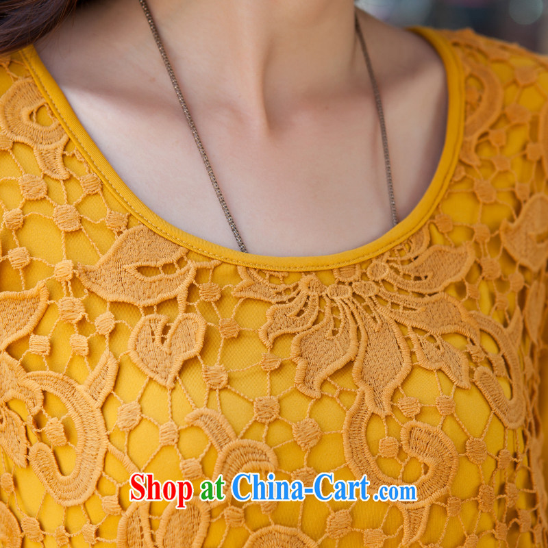 The Taj Mahal, 2015 Flower Spring lace solid T-shirt girls long-sleeved larger female thick MM large T-shirt T-shirt WM 8878 Kang yellow 4 XL, the Taj Mahal, Flower (AGIVYARD), online shopping