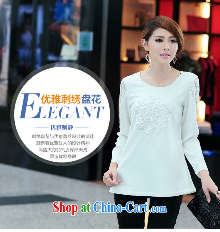 Kai Ting Connie 2015 spring new stylish thick MM graphics thin lace stitching check take T shirt T-shirt large, female white 5 XL for weight 180 - 200 Jack pictures, price, brand platters! Elections are good character, the national distribution, so why buy now enjoy more preferential! Health