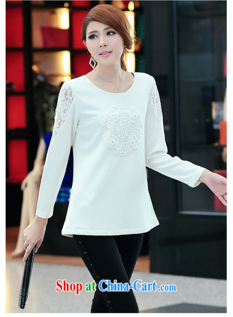 Kai Ting Connie 2015 spring new stylish thick MM graphics thin lace stitching check take T shirt T-shirt large, female white 5 XL for weight 180 - 200 Jack pictures, price, brand platters! Elections are good character, the national distribution, so why buy now enjoy more preferential! Health