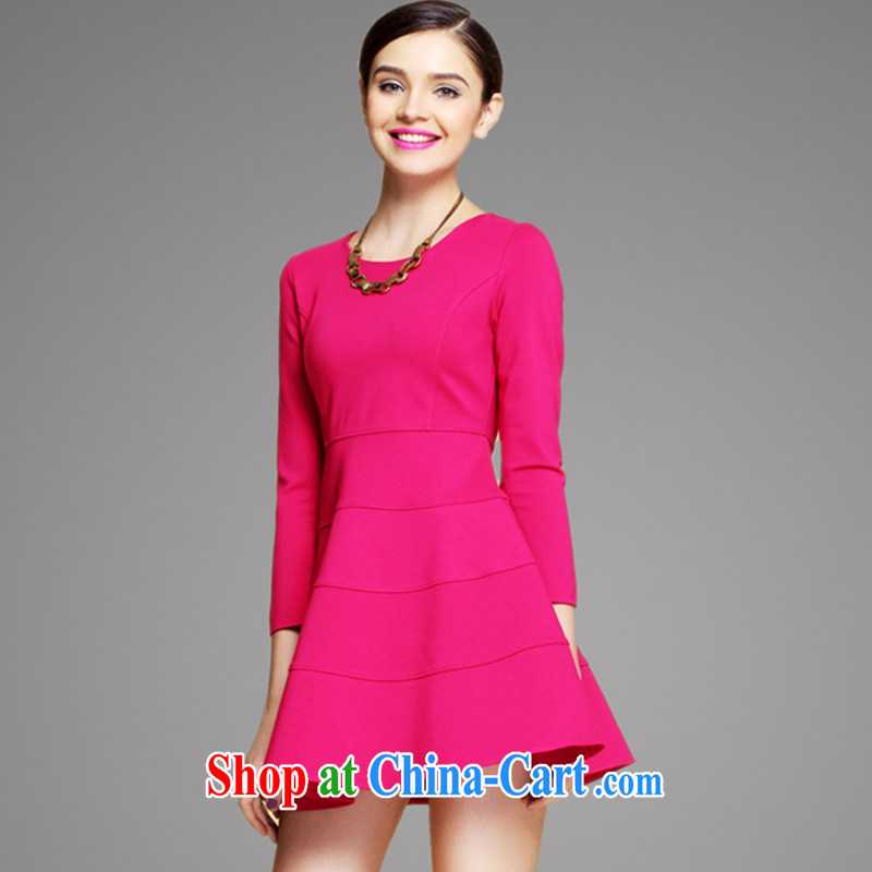 Beautiful followers fall 2014 New Europe, the maximum number of 7 cuff loose video thin female high-end dresses female A Field dress the waist graphics thin the red XXXXL, beautiful believers, shopping on the Internet