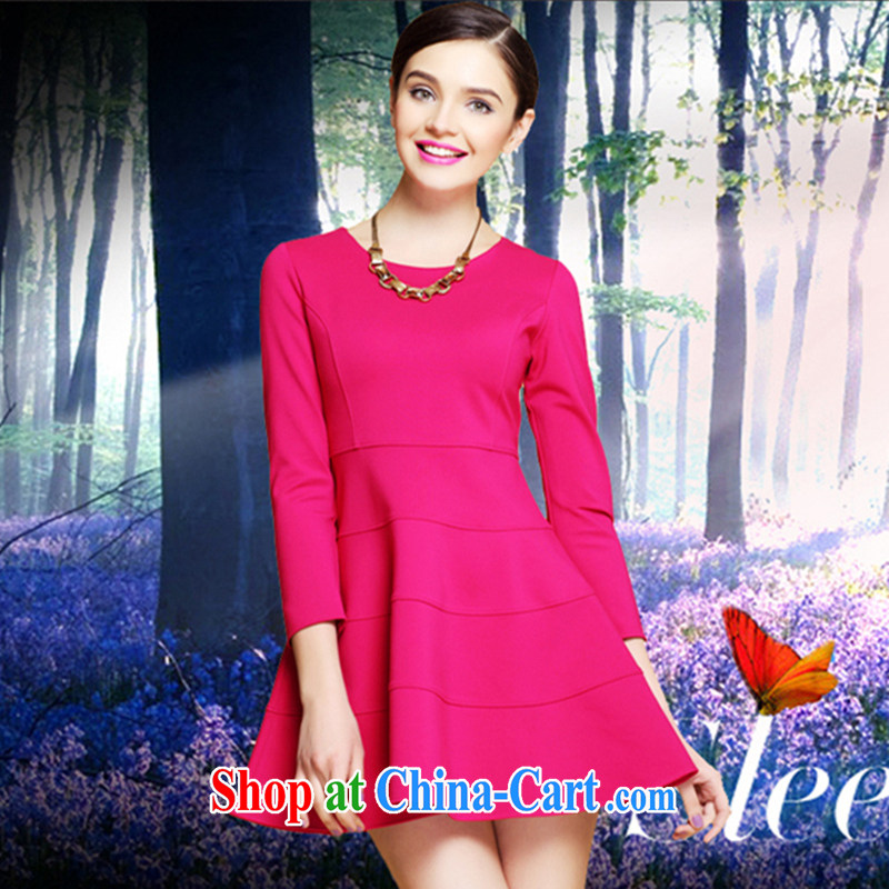 Beautiful followers fall 2014 New Europe, the maximum number of 7 cuff loose video thin female high-end dresses female A Field dress the waist graphics thin the red XXXXL, beautiful believers, shopping on the Internet