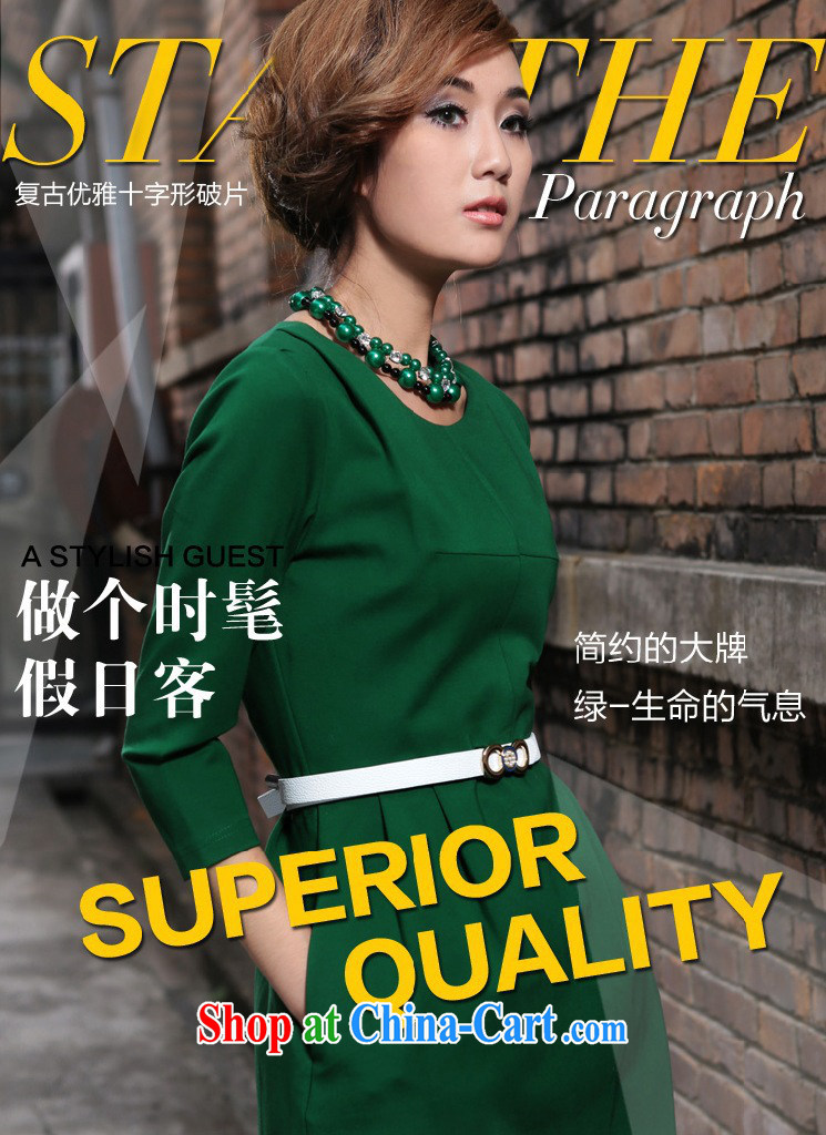Beautiful believers 2015 spring new Europe new high-end custom 7 cuff large code dresses beauty female Green XXXXL pictures, price, brand platters! Elections are good character, the national distribution, so why buy now enjoy more preferential! Health