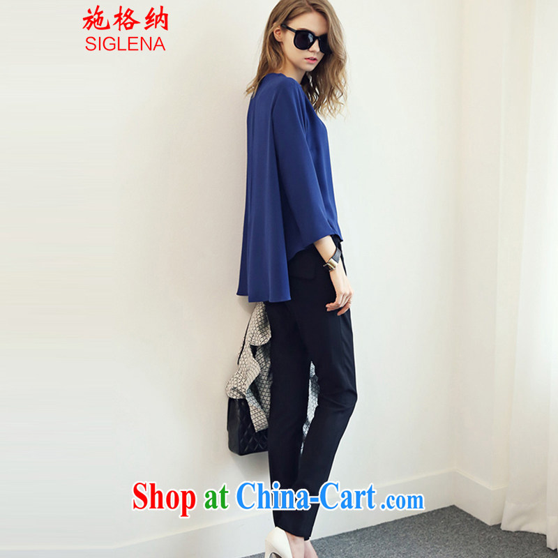 The rate of fall 2015 New Package Women fashion style thick MM and indeed intensify, loose T-shirt 9 pants Leisure package Women 9859 picture color XXXL, grid (SIGLENA), shopping on the Internet
