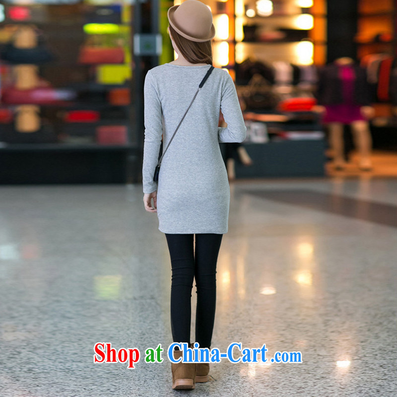 and wind Island 2014 autumn and winter Korean female new deep V for the lint-free cloth long-sleeved solid beauty package and a skirt 729 light gray M, and wind Island (HFRANDO), online shopping