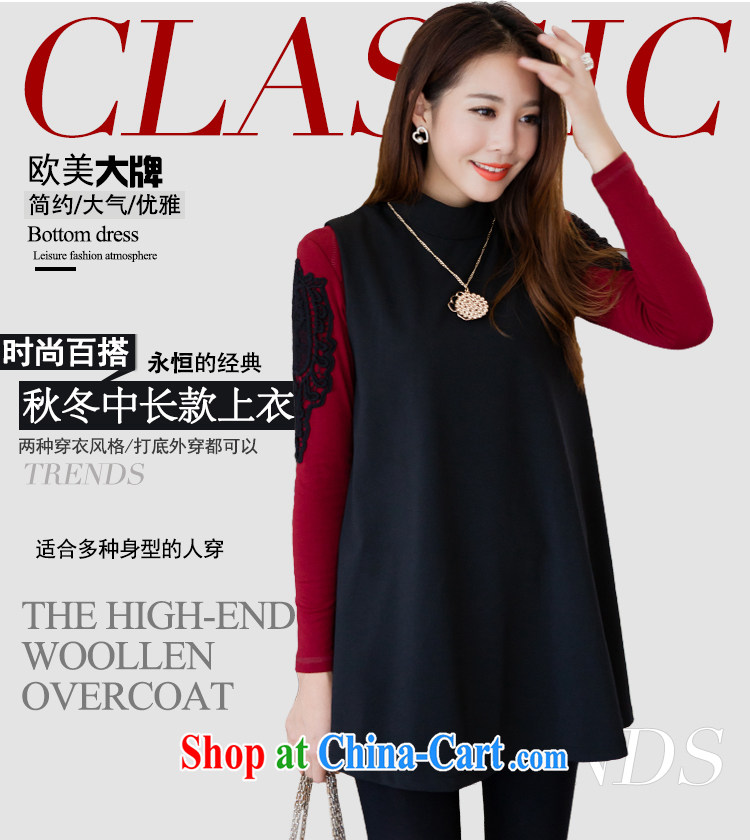 Lehman Ronnie lymalon 2015 autumn and winter, the Korean version of the greater code dress stylish graphics thin loose T-shirt sleeveless vest dress with necklace 9205 black XL pictures, price, brand platters! Elections are good character, the national distribution, so why buy now enjoy more preferential! Health