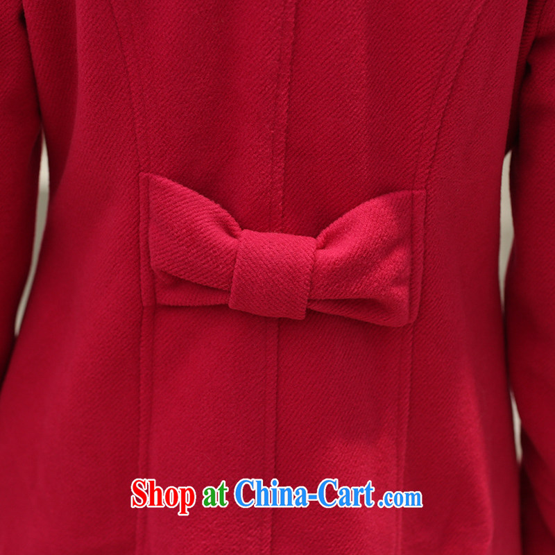 Director of Korean version of the greater code female 2014 autumn and winter new Korea cashmere coat, long hair, it jacket S 5037 Magenta 4XL, Director (Smeilovly), shopping on the Internet