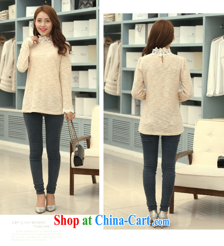 Staff of the fertilizer XL women mm thick 2014 autumn and winter with new high-collar lace cotton long-sleeved shirt T solid shirt 1713 apricot 5 XL pictures, price, brand platters! Elections are good character, the national distribution, so why buy now enjoy more preferential! Health